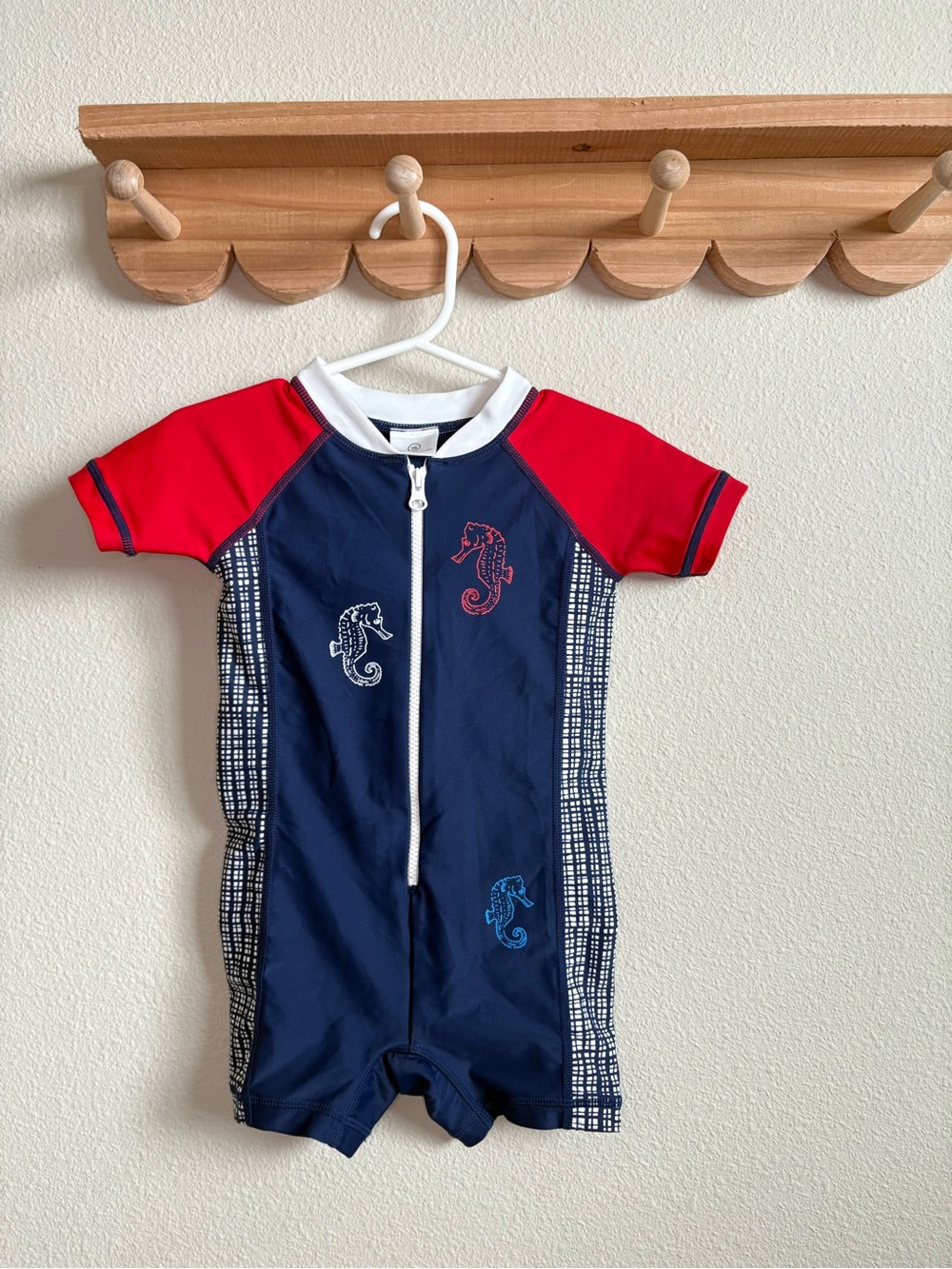 Hanna Andersson Navy, Red & White Kids Rash Swim Top